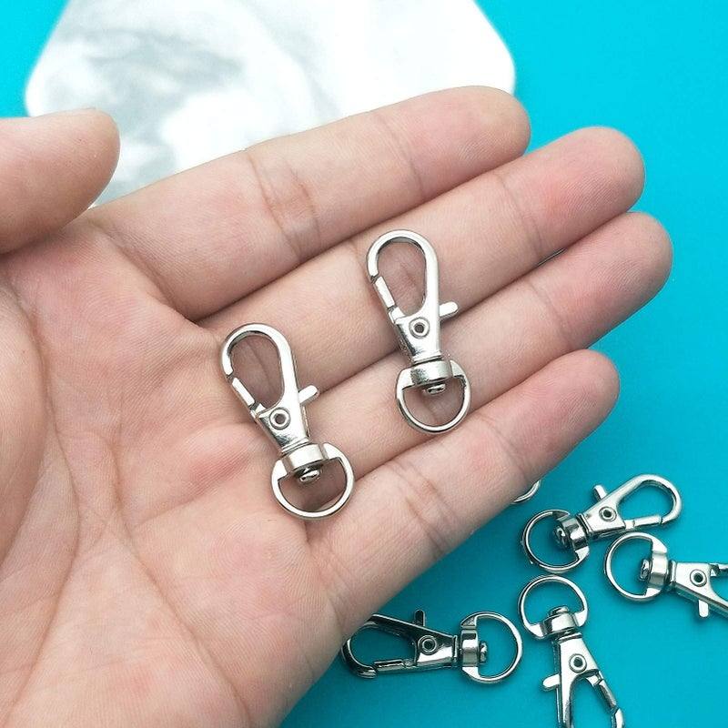 Oubaka 100Pcs Swivel Snap Hook,Stainless Steel Key Chain Clip Hooks Swivel Lanyard Snap Hook Keychain Hooks for Keychain Lanyard,Jewelry,DIY Crafts Supplies - Image 5